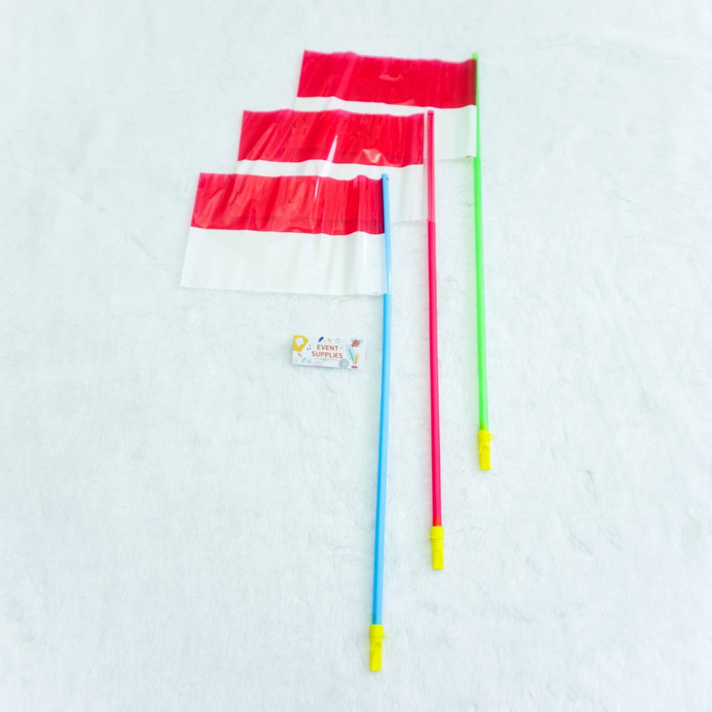 Jual Pcs Stik Bendera Plastik Peluit Tangkai Merah Putih