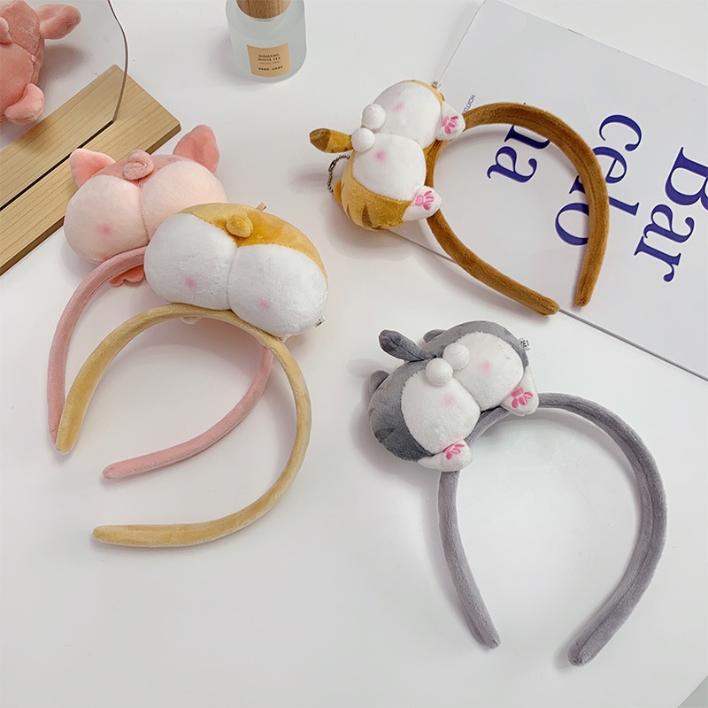 Bando Lucu Kartun Pantat Corgi dan Kucing Hitam