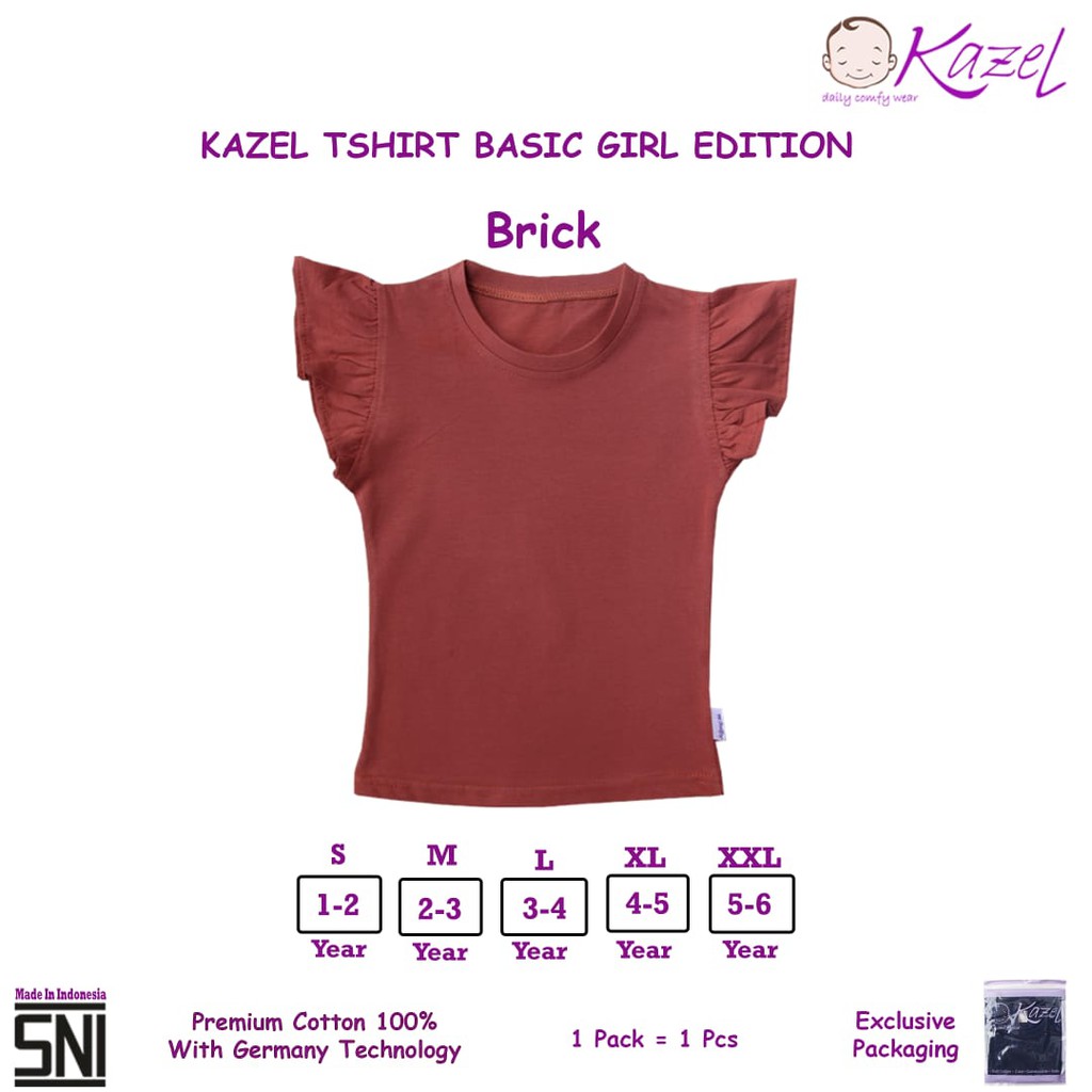 [Size S-XXL Warna Brick] Kazel Tshirt Basic Girl Edition