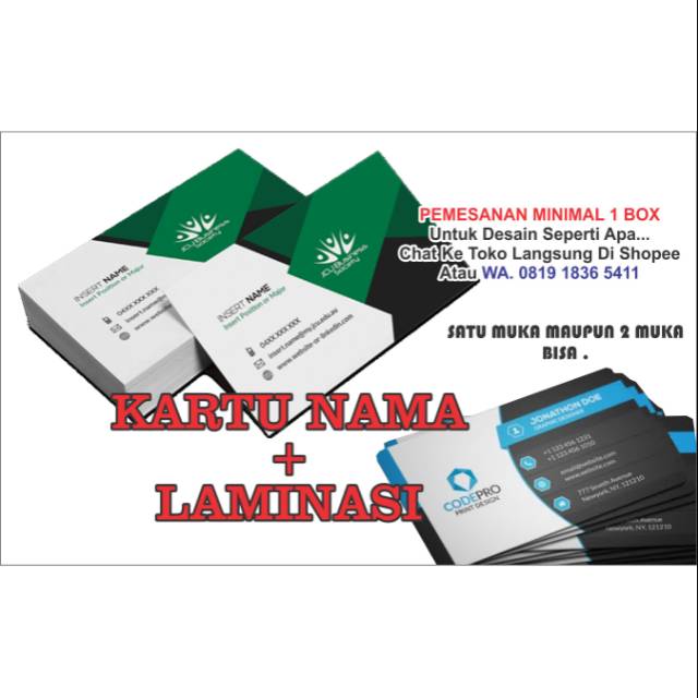 

KARTU NAMA 1 box Laminasi