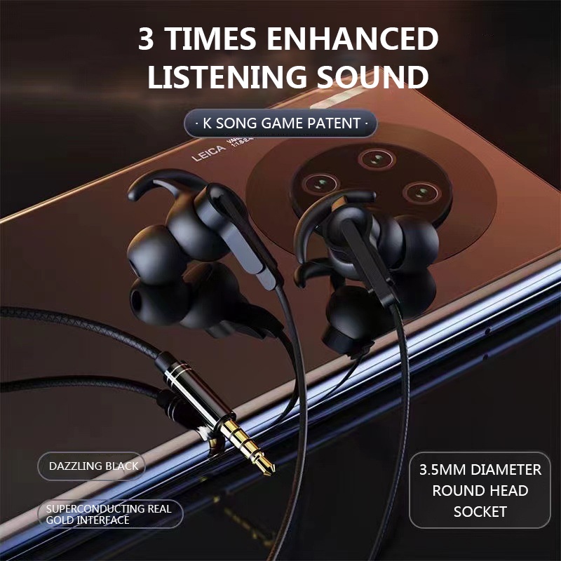 ⚡YZ (COD) Headset Gaming with Microphone Wired Earphone 9D Bass Original Waterproof Headphones Hifi Sport Music Surround Stereo Henset