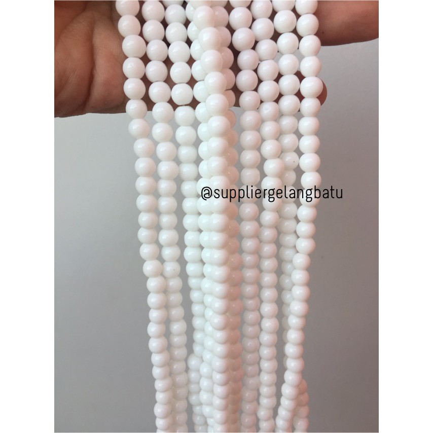 batu kristal 6mm white onyx susu natural putih stone healing akik aksesoris beads craft supplier