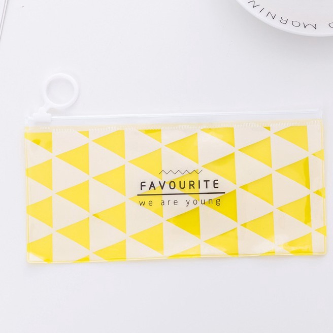 Tempat Pensil unik motif Transparan Sumikko Gurashi motif zipper-Kuning Segitiga