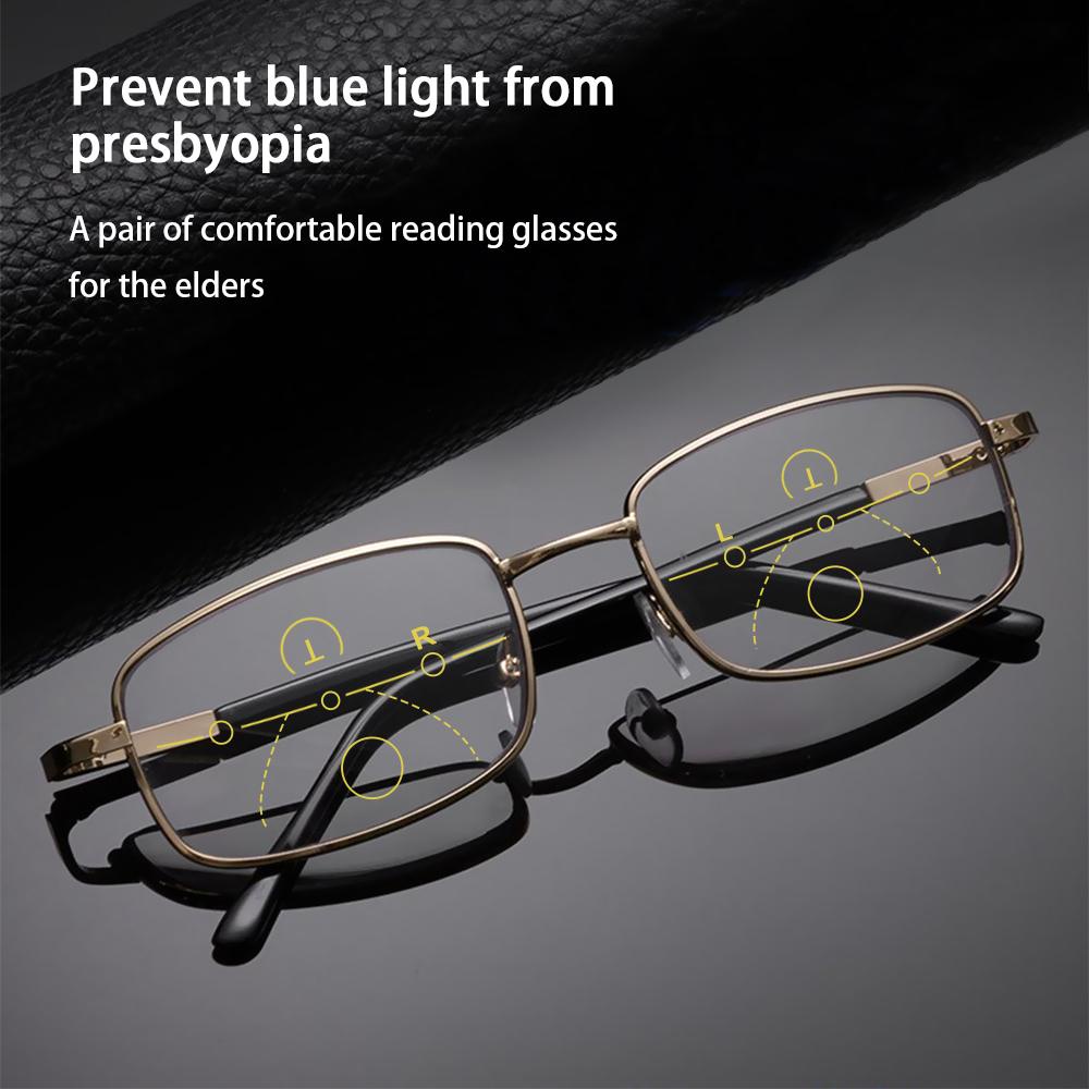 Nanas Kacamata Baca Anti Blue Light Anti-Letih Anti-UV Retro Klasik Multifocal Bifocal Eyewear