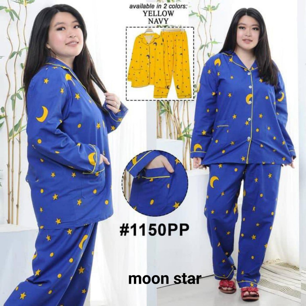 Setelan Piyama Baju Tidur PP Jumbo LD 116 -120 cm Motif  Size XXL Katun.