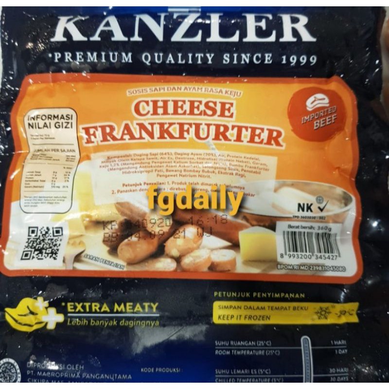 

Kanzler sosis cheese frankfurter 360gr / Sosis premium kanzler