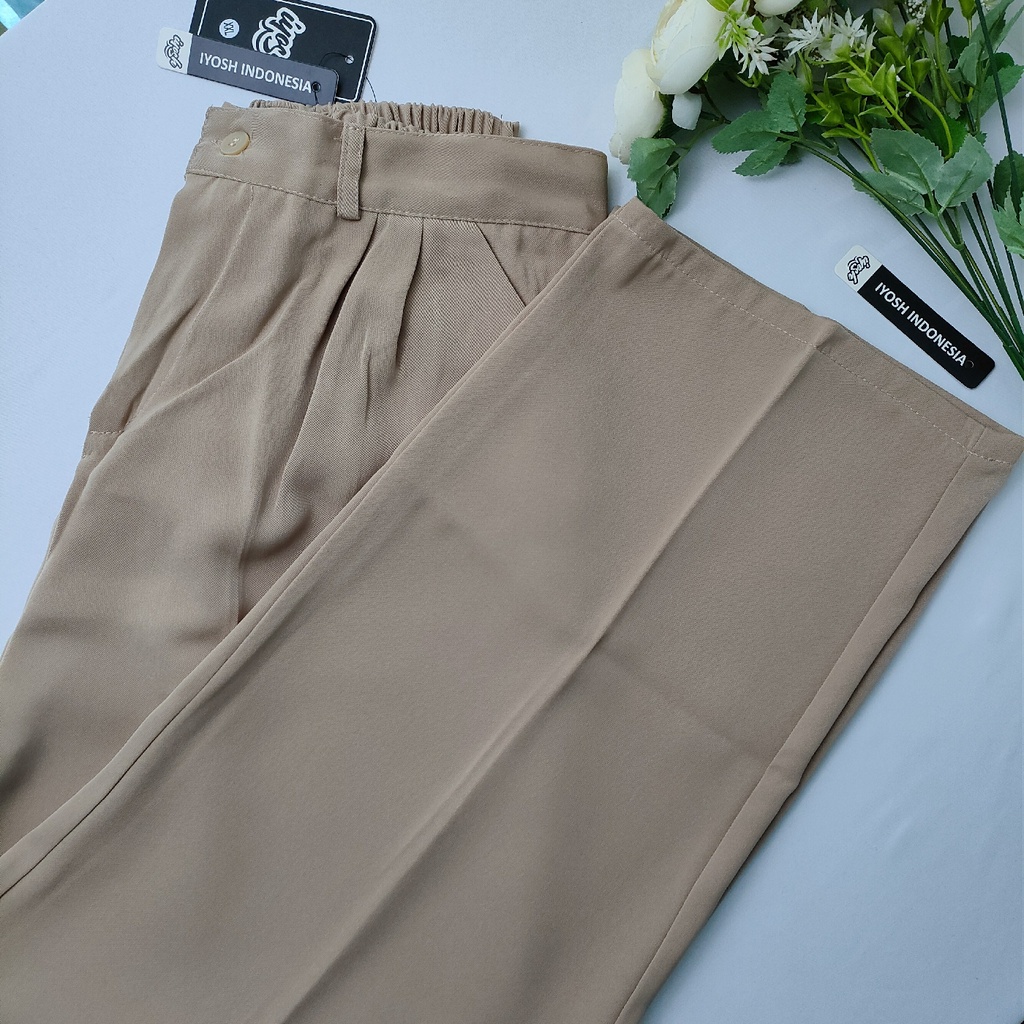 Celana Kulot Wanita High Waist (Bahan Tebal) - Kulot Jumbo Anti Kusut - Loose Pants Highwaist