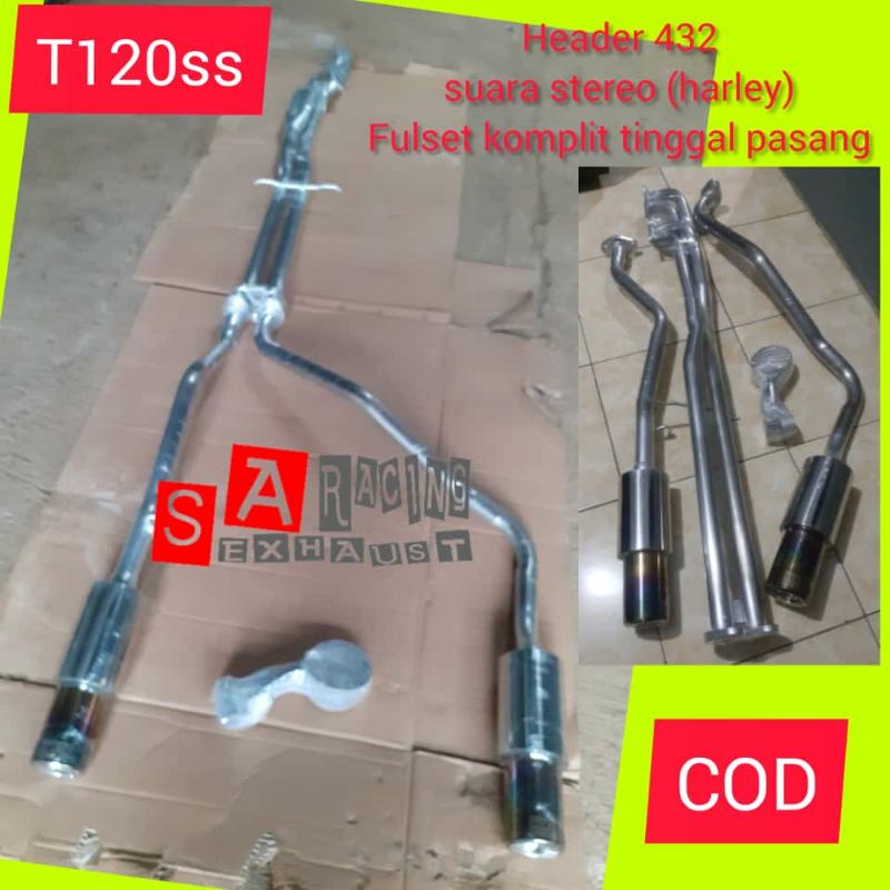 knalpot mobil t120ss header 432 fulsystem,suara stereo.