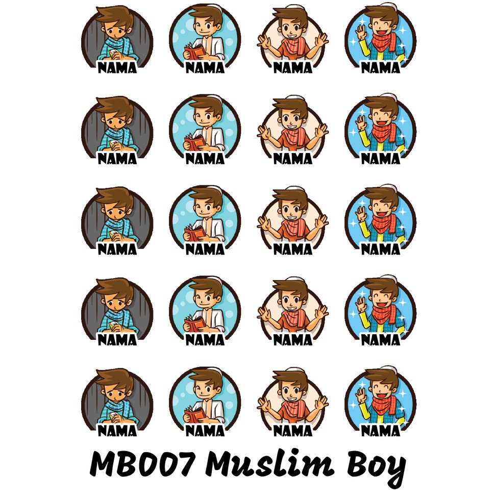 

Sticker Nama Cutting Label Waterproof Tahan Air Muslim Boy 07 (MB007)