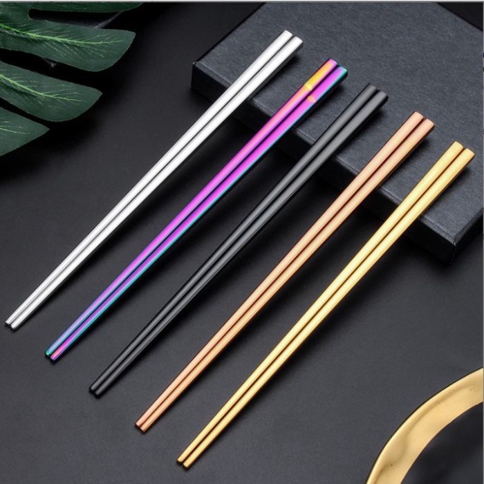 Sumpit 304 Stainless Steel Chopsticks Bakmi Anti Slip Gift Hadiah