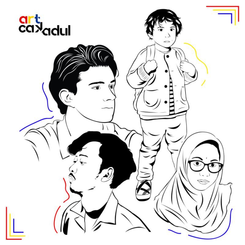 Line Art/Ilustrasi Wajah/Karakter/Kado/Ulang Tahun/Wisuda