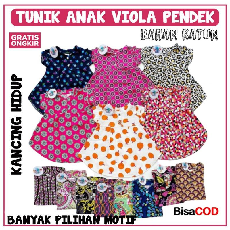 TUNIK ANAK VIOLA PENDEK BOBO KIDS / DRESS ANAK PEREMPUAN / ATASAN ANAK PEREMPUAN / DRESS ANAK