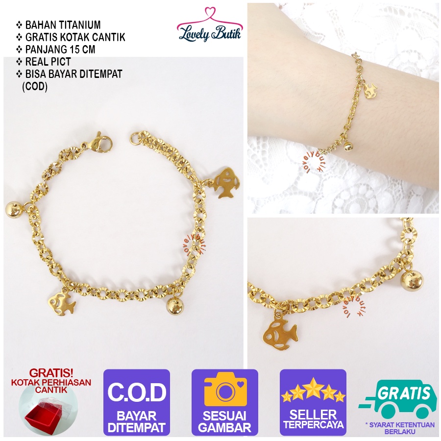 Lovelybutik Gelang Anak Titanium Gelang Tangan Anak Perempuan N3mo Anak Bonus Kotak Perhiasan