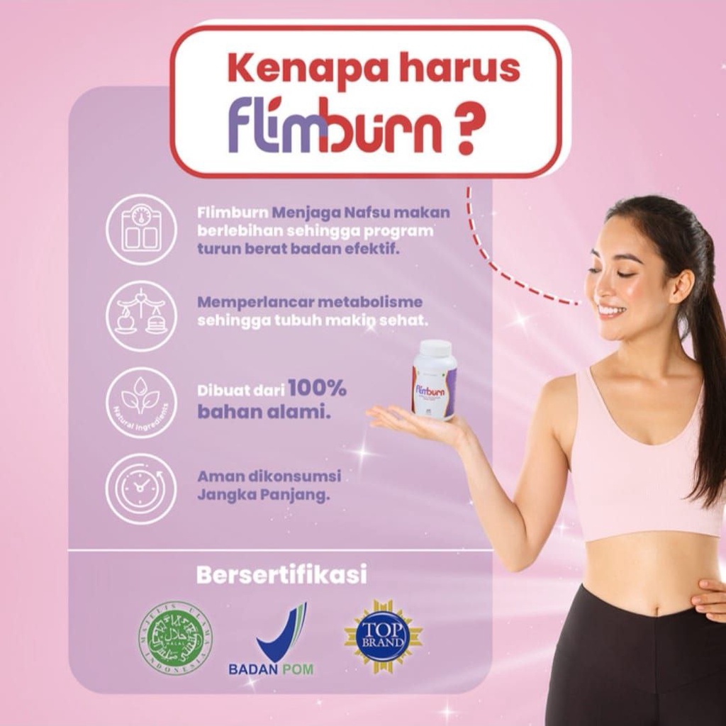 Flimburn by Flimty Fat Burner Buang Lemak Diet Metabolisme Booster Carbo Blocker Pelangsing Pembakar Lemak BPOM MUI Halal