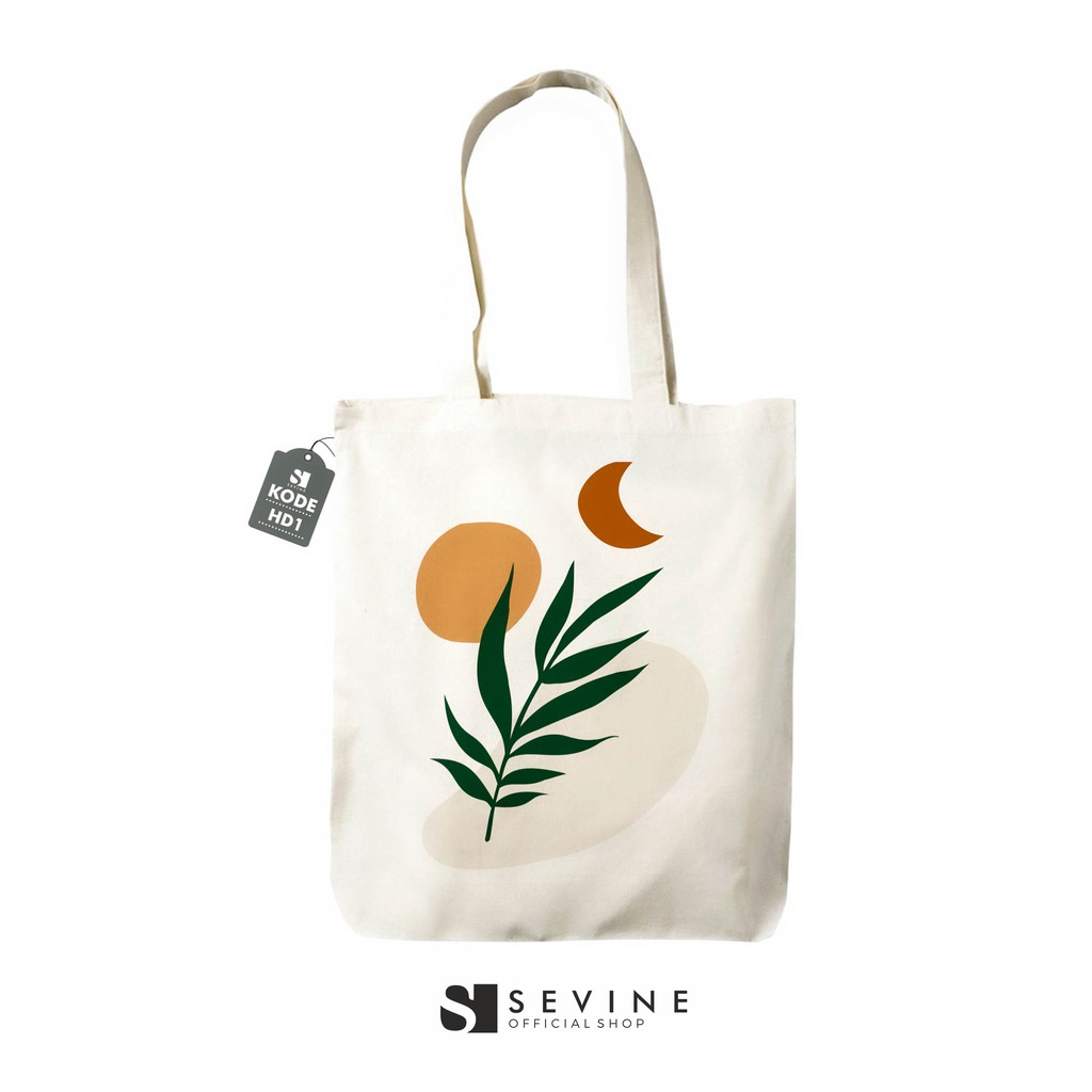 Sevine Tote Bag Resleting Tas Wanita Totebag Laptop Custom Tropical Nordic Series - HD