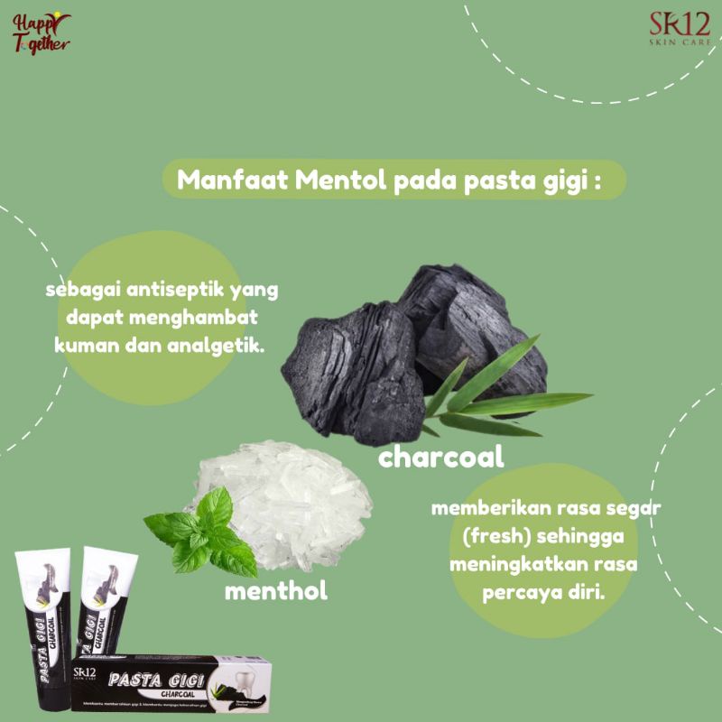 PASTA GIGI CHARCOAL SR12 HERBAL.SKINCARE PEMUTIH GIGI - PENGHILANG BAU MULUT KARANG GIGI