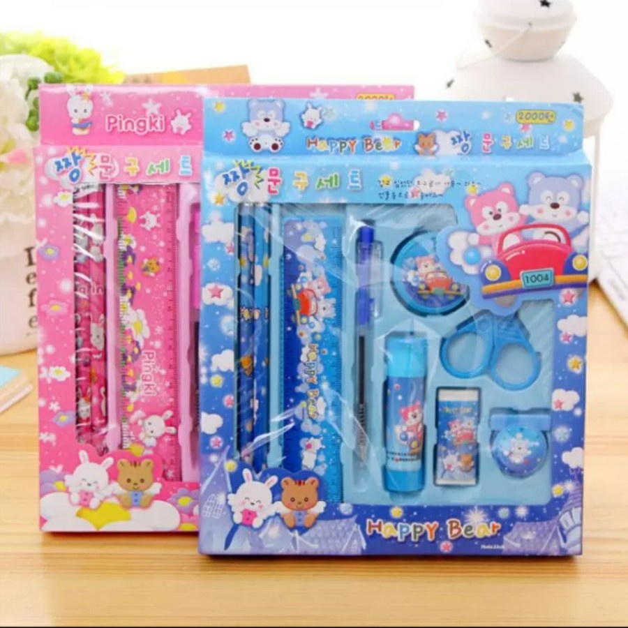 

Alat Tulis Set 9 In 1 Alat Tulis Sekolah Anak Lengkap Murah tersedia warna biru dan pink dengan bahan yang bagus