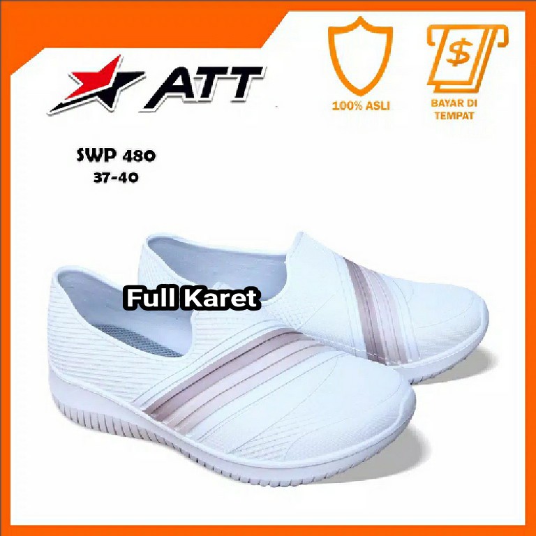 (COD) TERMURAH Sepatu Karet Wanita Santai Slip On ATT SWP 480