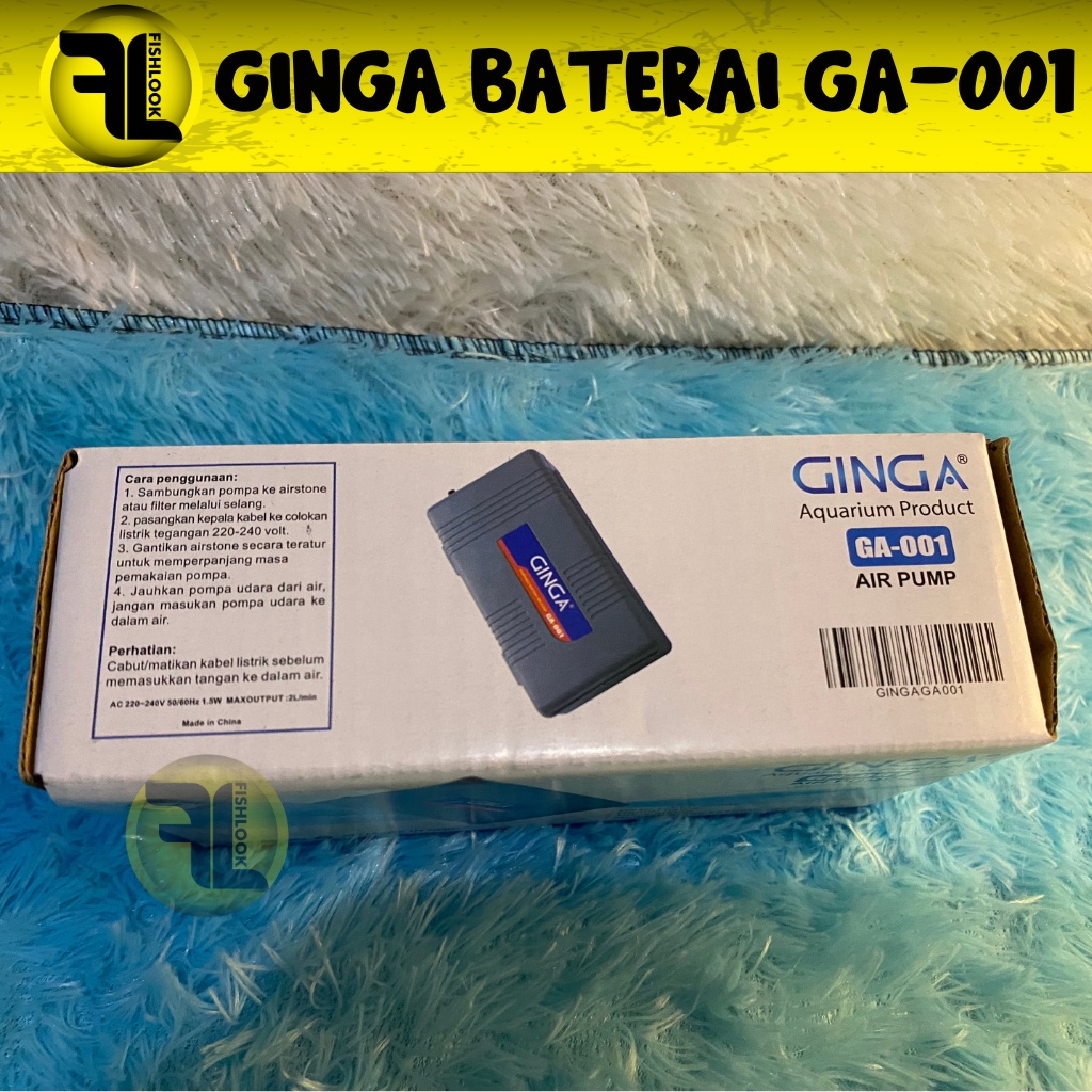 GINGA 001 Mesin Aerator Airpump Aquarium Baterai Batre