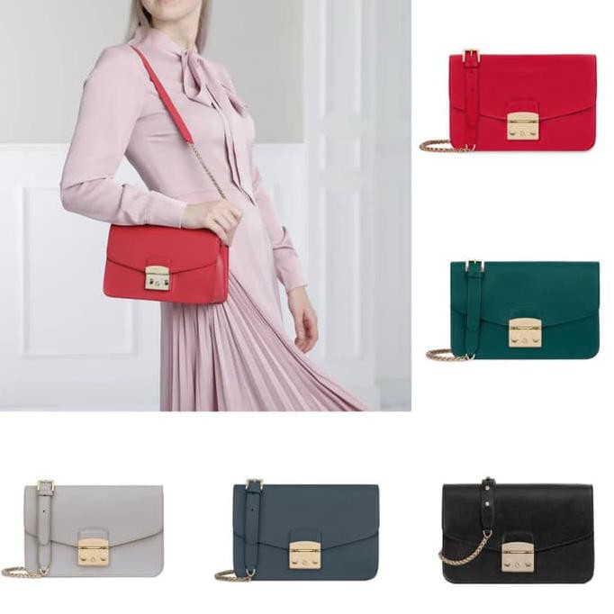 Kualitas Terbaik Furla Metropolis Chain Shoulder - Hitam PROMO