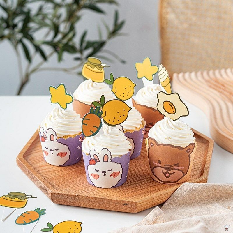 25 pcs MUFFIN CUPCAKE CASE RABBIT KAWAII, FLOWER, BEAR  UNGU CANTIK LUCU