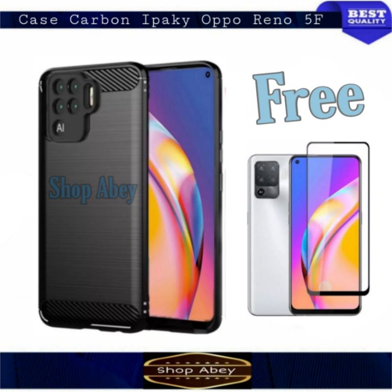 CASING CARBON IPAKY OPPO RENO 5F BACK CASE OPPO RENO 5F CARBON IPAKY CAMERA PROTECTION