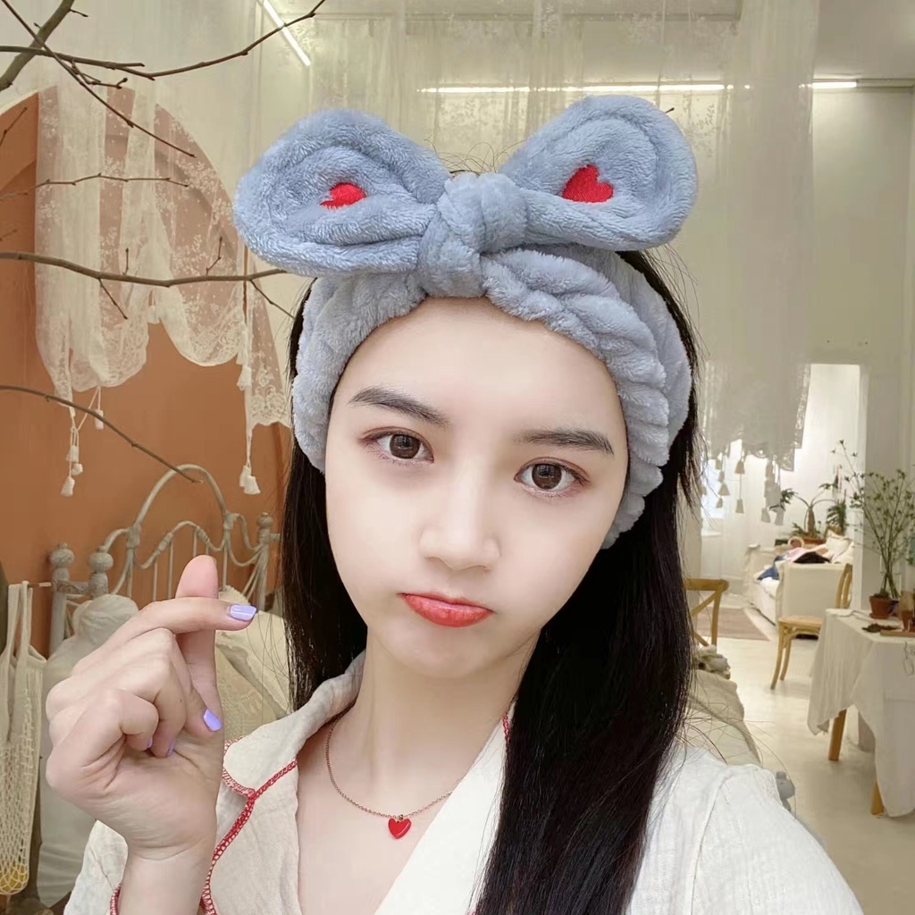 AC013 Bandana Bando Headband Makeup atau Cuci Muka Motif Polos Model Korea