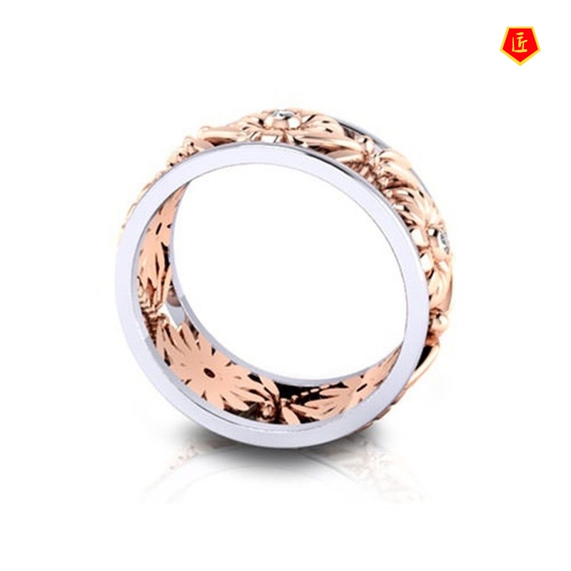 [Ready Stock]Creative Sunflower Chrysanthemum Ring 18K Rose Gold Fashion Elegant