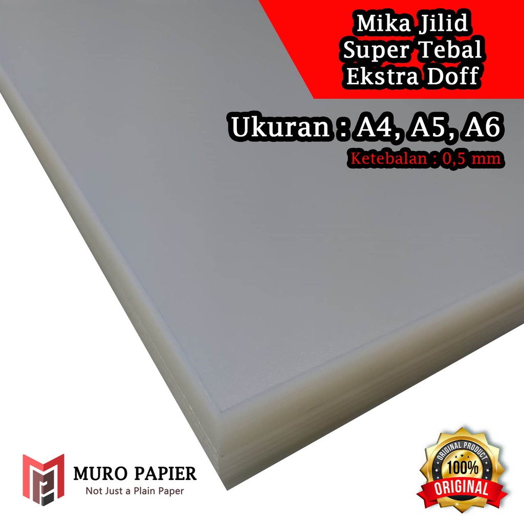 

HJK ( PER PAK - ISI 5 ) Plastik Mika Super Tebal 0,5 mm Ekstra Doff MK-50 A4 A5 A6 - by Muro Papier