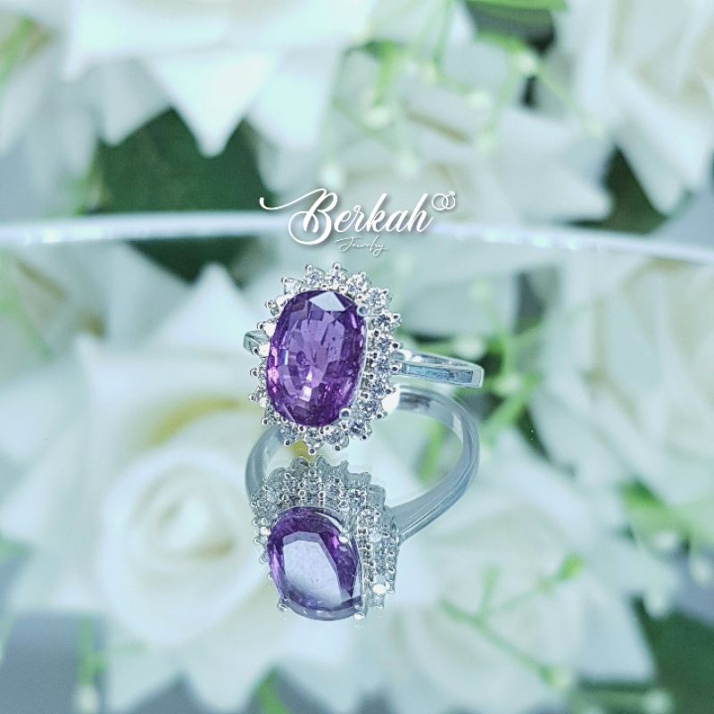 Cincin emas berlian asli natural diamond batu kecubung