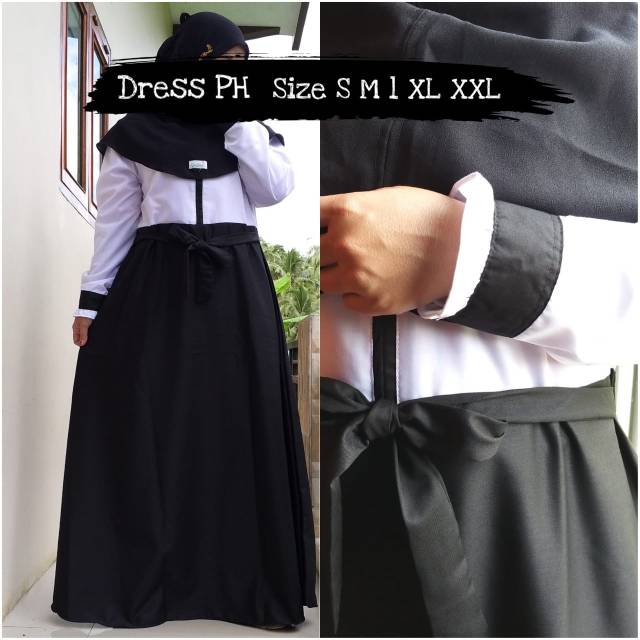 "COD "Dress GAMIS Hitam Putih *SERAGAM DINAS,PNS.JUMBO,. Toyobo PREMIUM S M L XL JUMBO