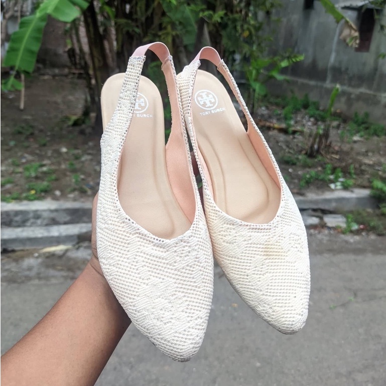 Tory Mules Stiletto - Sepatu Flat Shoes Wanita Terbaru Flat Tali Polos Cewek Kekinian Kerja Flatshoes Pesta Murah Best Seller