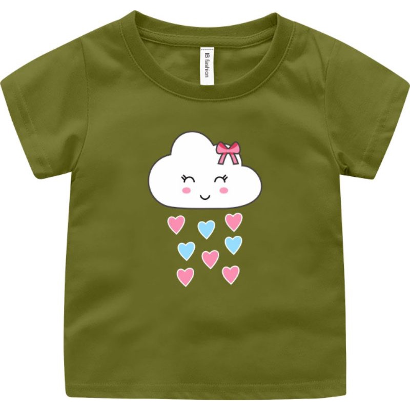 Baju Kaos Anak Perempuan 2-10 Tahun Awan Love Kaos Distro Anak Cewek Atasan Ank Anak T Shirt Anak Cewe