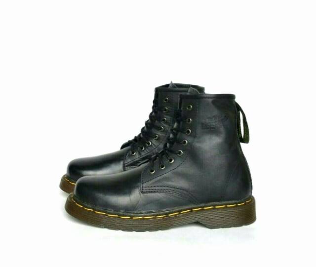 (COD) ! SEPATU BOOT KULIT ASLI DOCKMART BLACK 8HOLE IMPORT ENGLAND