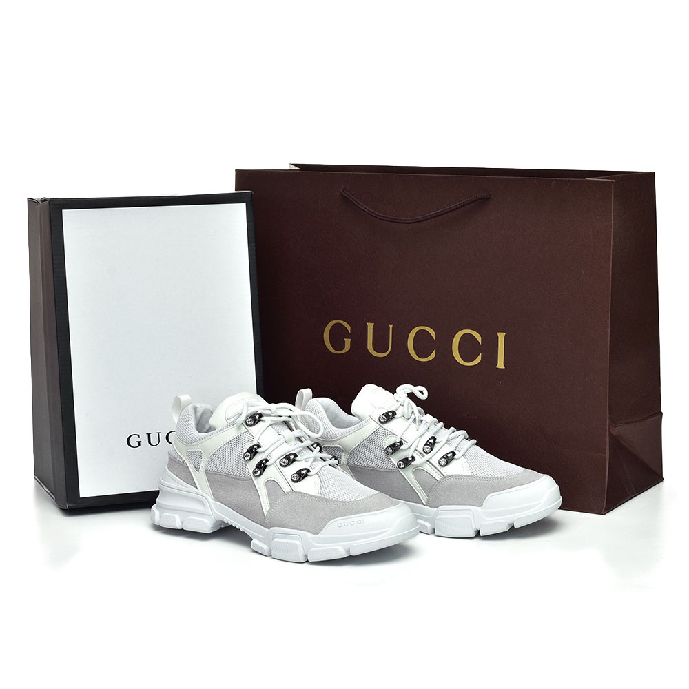 Sepatu Gucci Sneaker Flashtrek Mix Leather Putih SA803-1