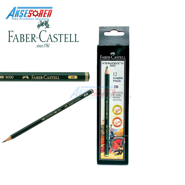 

[jkhu] Pensil 2B Faber Castell Graphite [9000/12 pcs] / Alat Tulis Ujian Komputer / Pencil Gambar