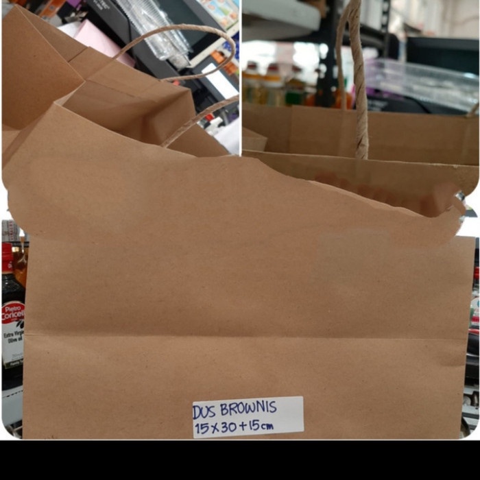 

✨ BISA COD ✨ Paperbag Tas Brownies Ukuran 15×30+15cm Isi 12