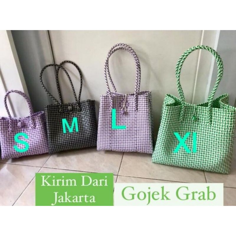 Tas jali Premium / Tas Hampers / Tas anyam Plastik [Gojek grab]