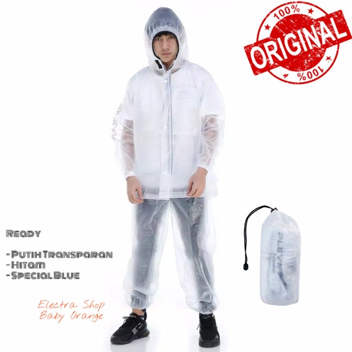 Jas Hujan Stelan Jaket Celana Transparan Plevia Tugas Negara Bos Rain(O0N9) Jas Hujan Ponco Lengan P