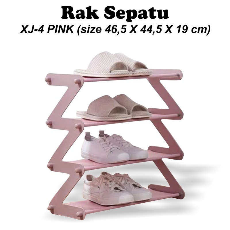 [COD] Rak Sepatu Zigzag 4 Susun Rak Serbaguna Sepatu Sandal Rak Buku Storage - Ready Biru Pink Coklat