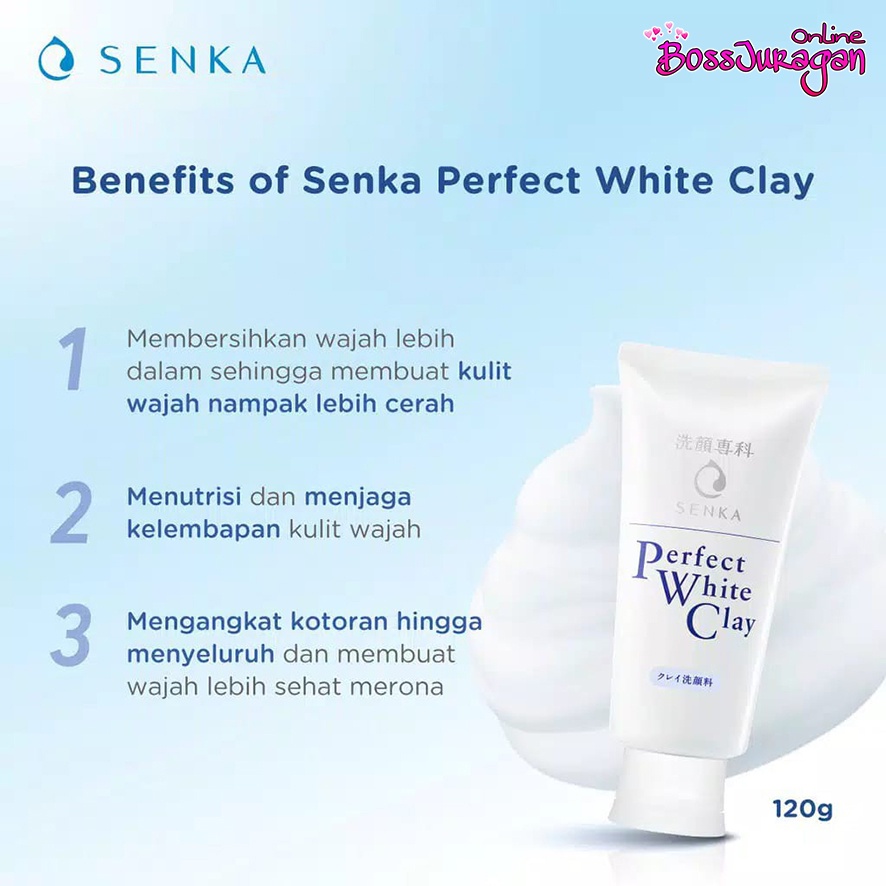 (BOSS) (White Clay 120gr) SENKA - Perfect White Clay Facial Foam From Japan 120gr