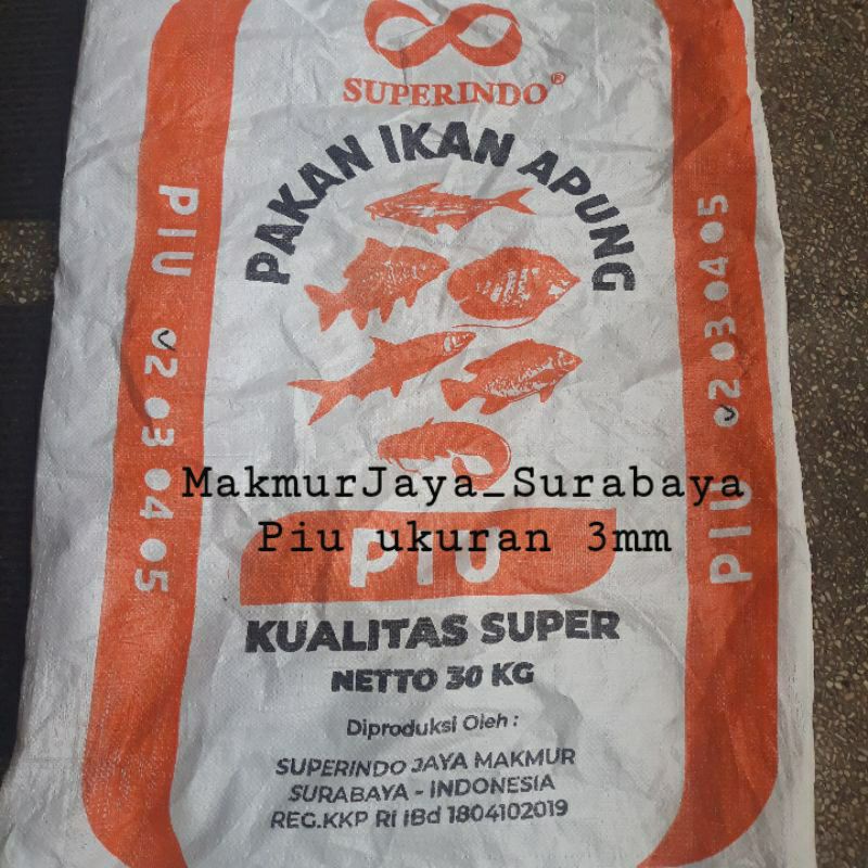 Piu pakan ikan pelet jenis Apung Repack 1kg ukuran 3mm