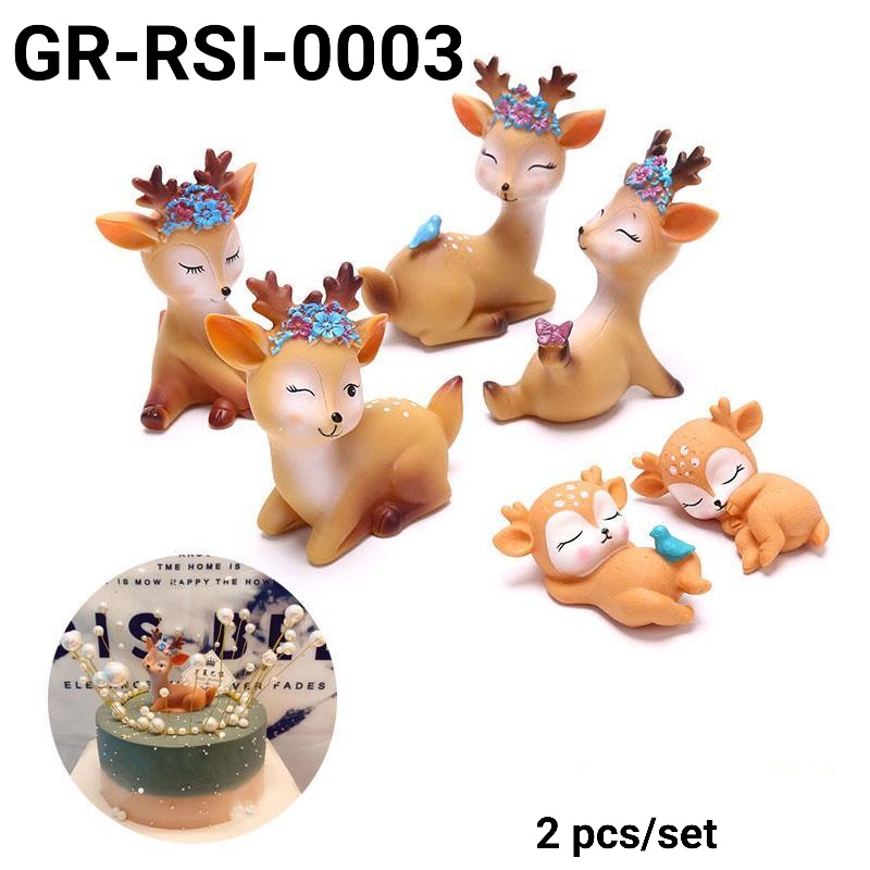 GR-RSI-0003 Cake topper hiasan kue figurine binatang deer rusa