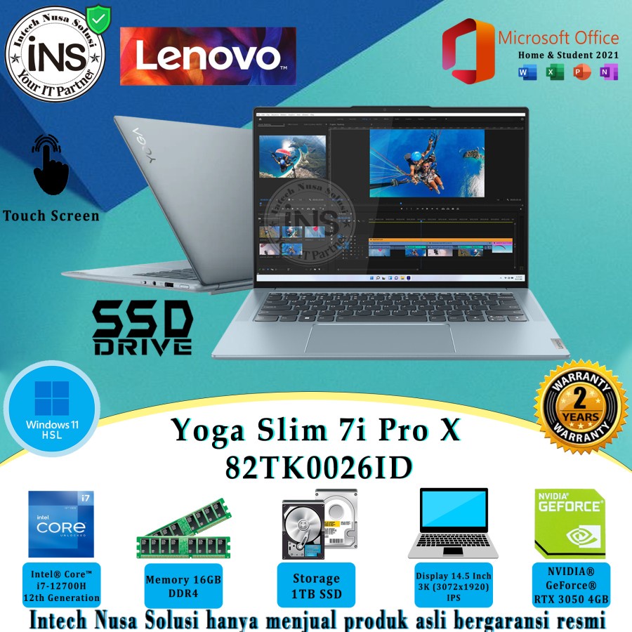 Lenovo Yoga Slim 7i Pro X 26ID i7-12700H 16GB 1TB SSD RTX3050 WIN11HSL OHS 21 2YR