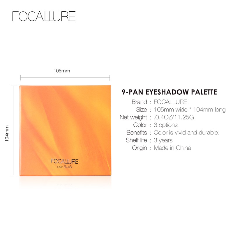 FA62 FOCALLURE Shimmer Eyeshadow Palette - 9 Colours