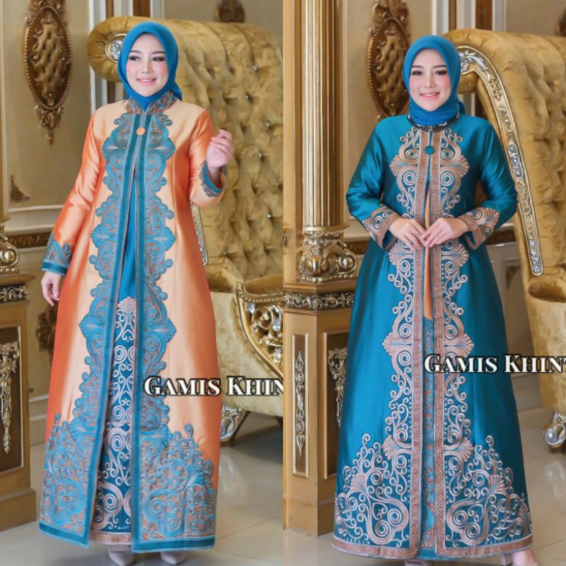 Gamis Khintani bahan tafeta aplikasi bordir original