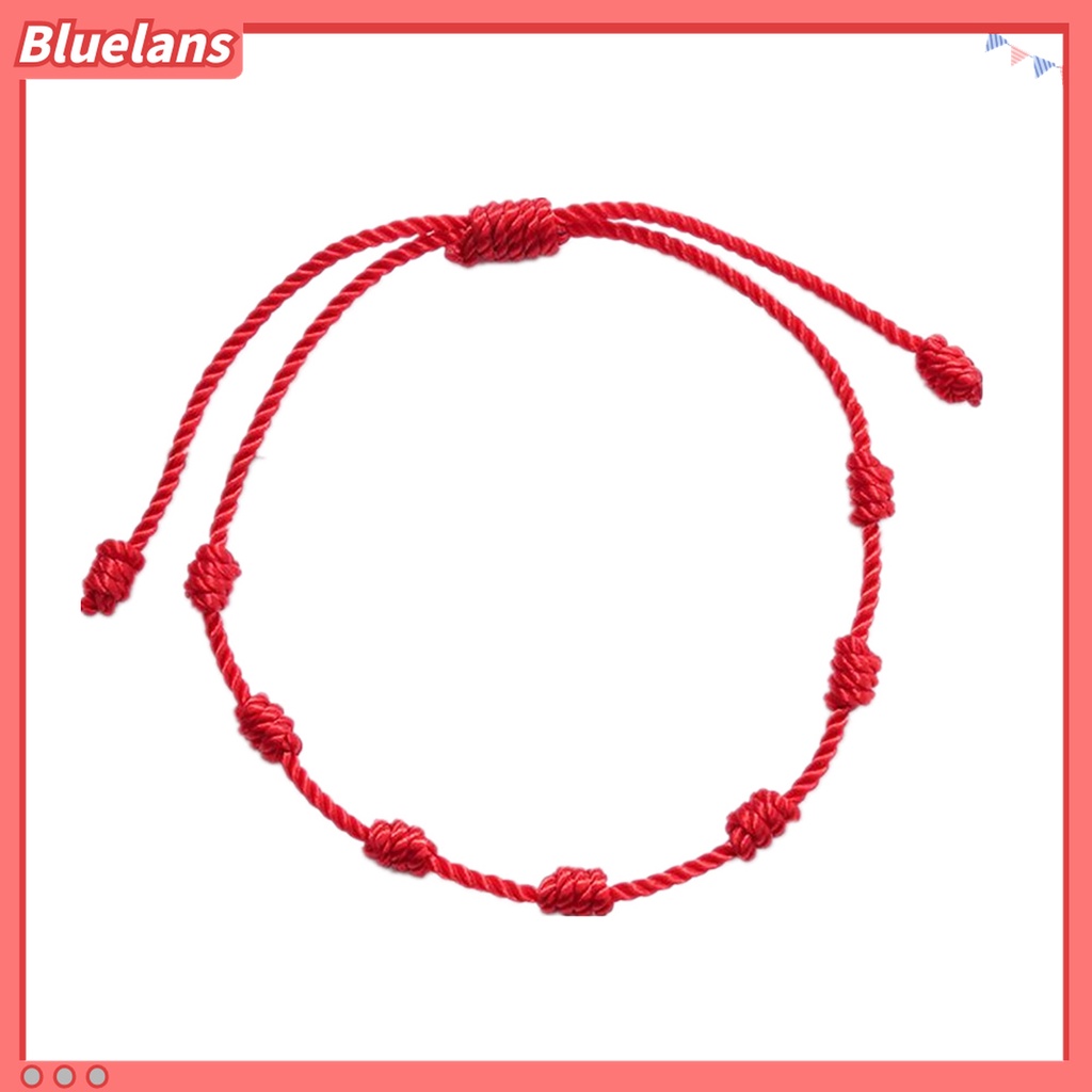 2 Pcs Gelang Tali Jimat Pelindung 7 Simpul Warna Merah Untuk Hadiah Tahun Baru