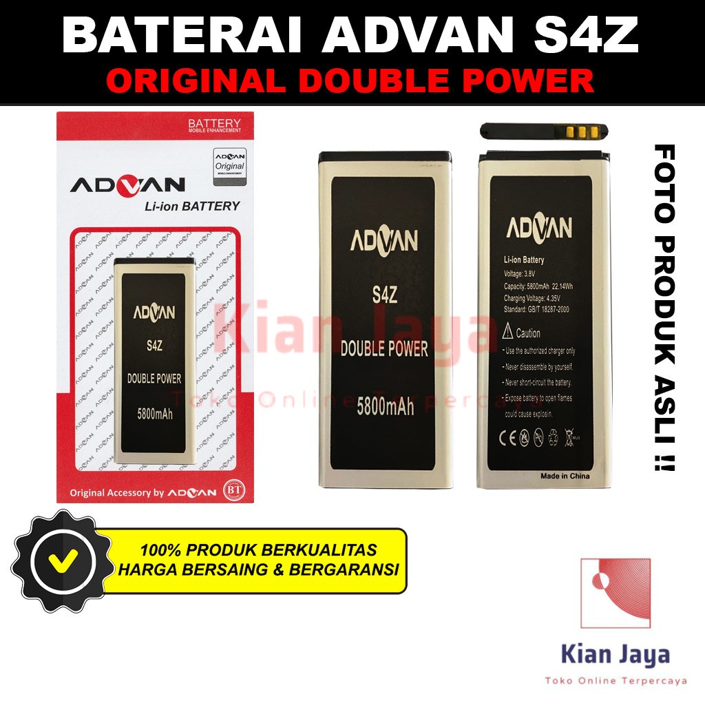 Baterai Advan S4Z Original Double Power Batre Batrai Battery Hp Ori