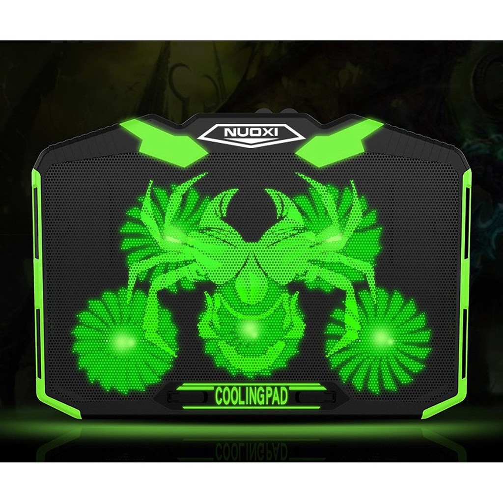 Cooling pad laptop gaming nuoxi 5 fan led adjustable 1500rpm dual usb q-7 q7 - Coolingpad cooler fan
