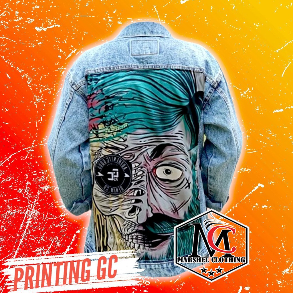 RCL - JAKET JEANS GAMBAR DENIM PRINTING PRIA GC GAMBAR BELAKANG - JAKET JEANS GAMBAR MURAH